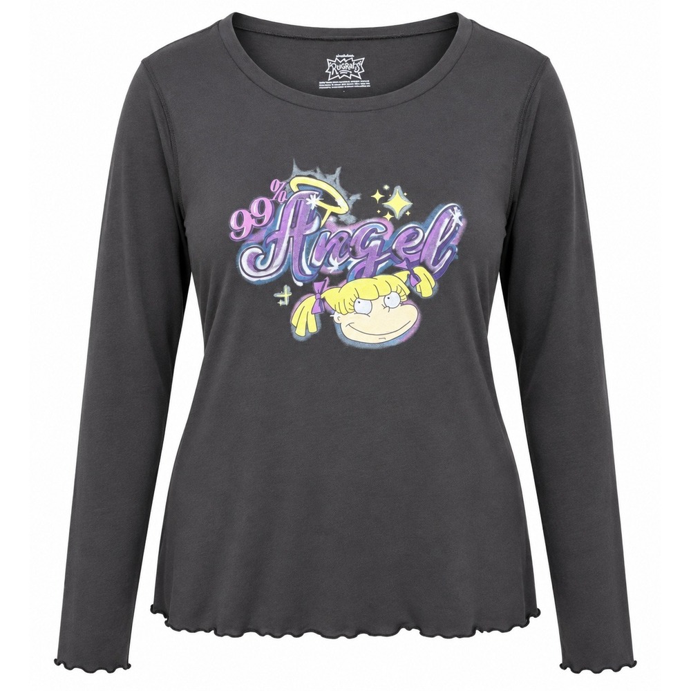 Torrid Rugrats Angelica‎ 99% Angel Long Sleeve Slim Fit Tee Grey Plus Size 2